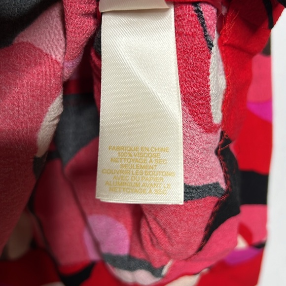 Kate Spade Womens Red Rose Deco Peplum Drop Waist Long Sleeve Blouse Top Size 8 - Picture 14 of 16